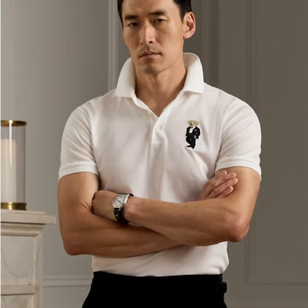 Ralph Lauren Purple Label Custom Slim Tuxedo Polo Bear Pique Polo Shirt